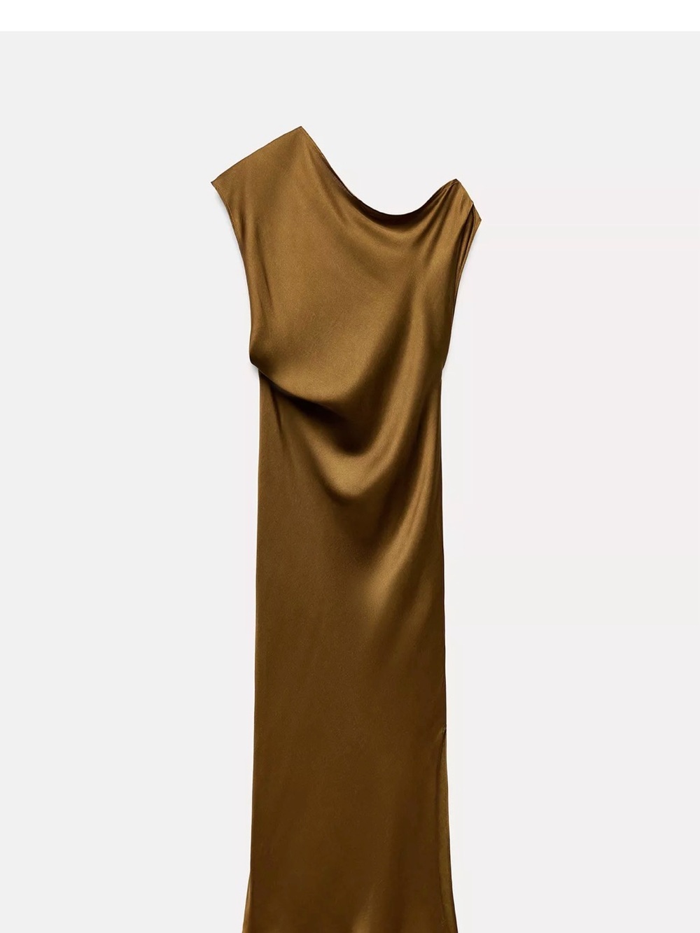 Zara Satin Midi Dress in Warm Brown